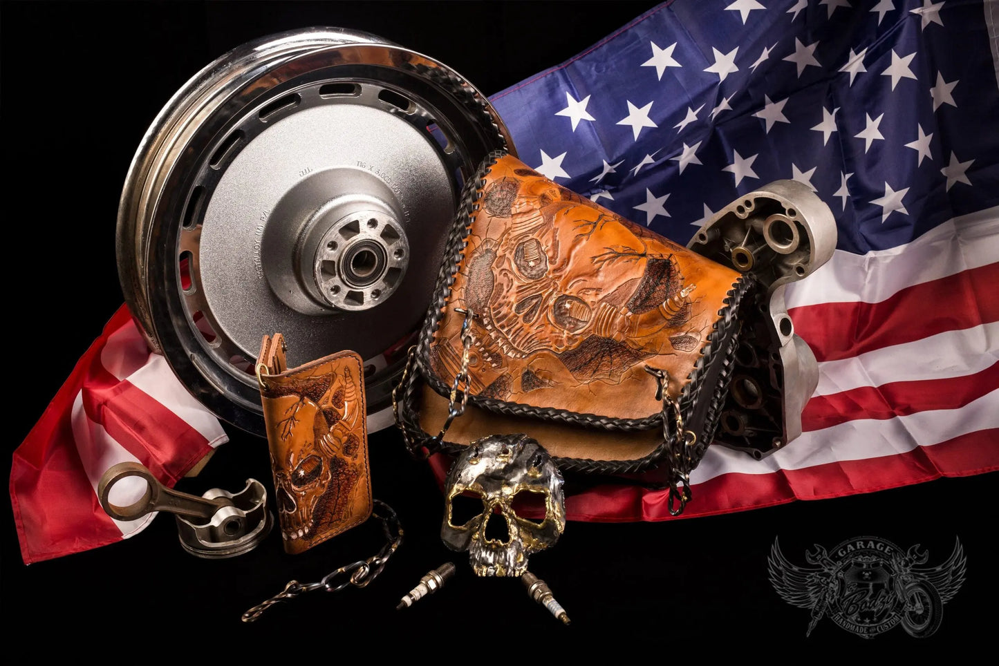 Skull & Piston Leather Bobber Set-ByBodzi-ByBodzi
