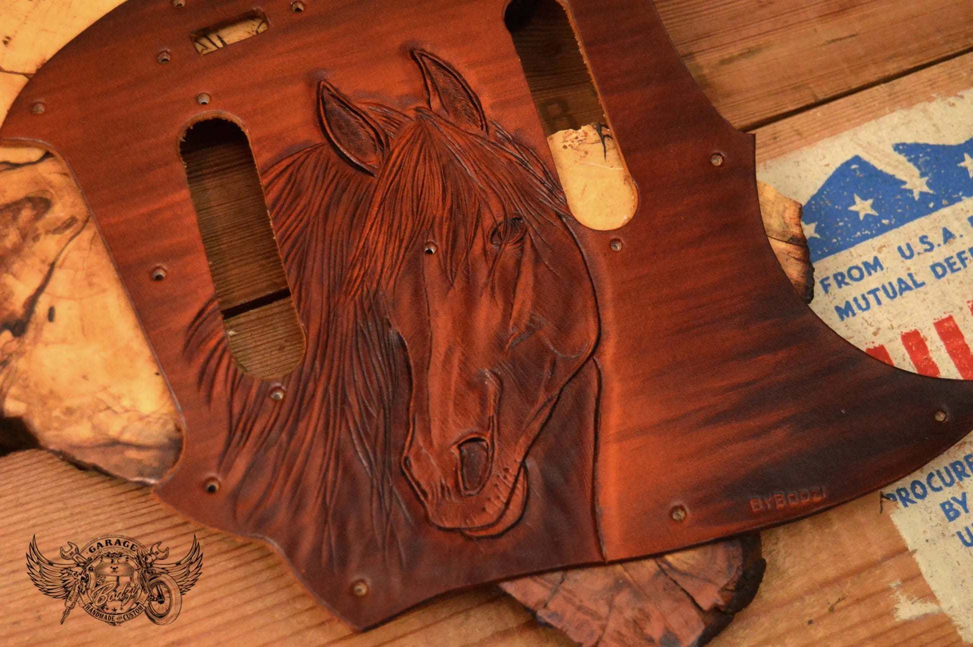Stallion Leather Fender Mustang Pickguard-ByBodzi-ByBodzi