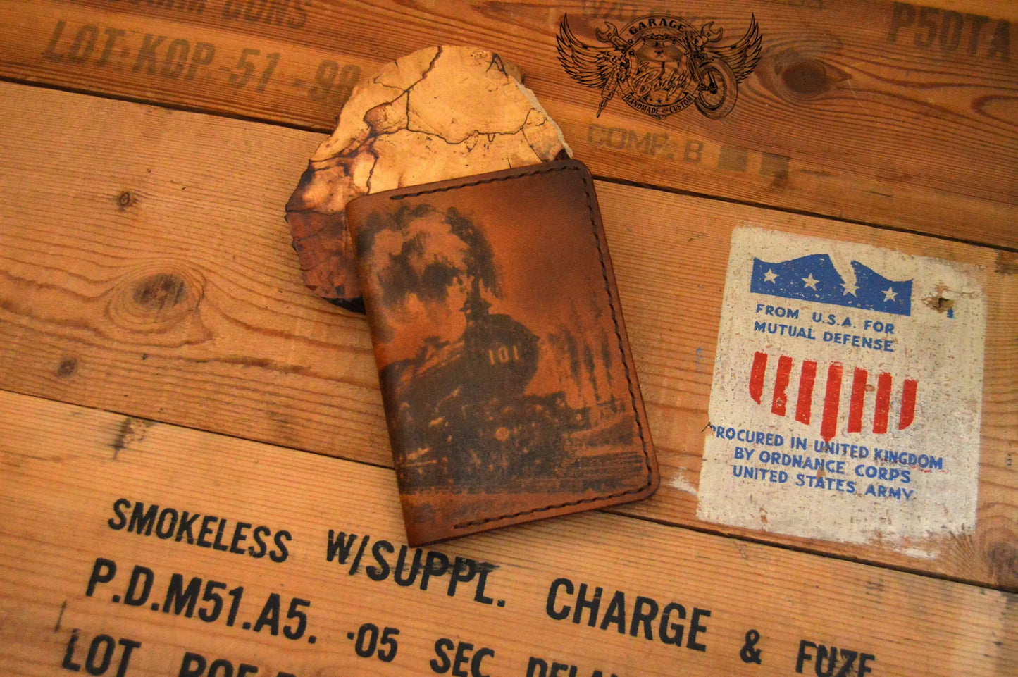 Steam Train Leather Passport Wallet-ByBodzi-ByBodzi