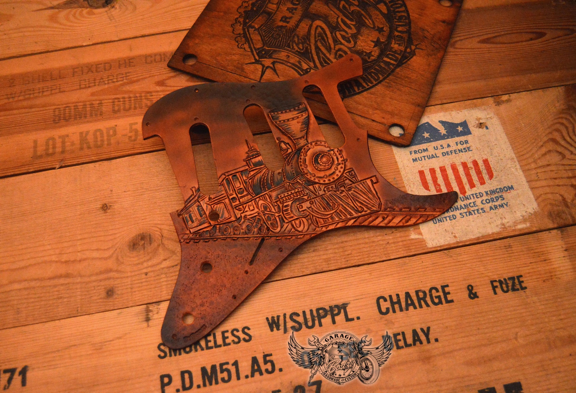 Steam Train Leather Stratocaster Pickguard-ByBodzi