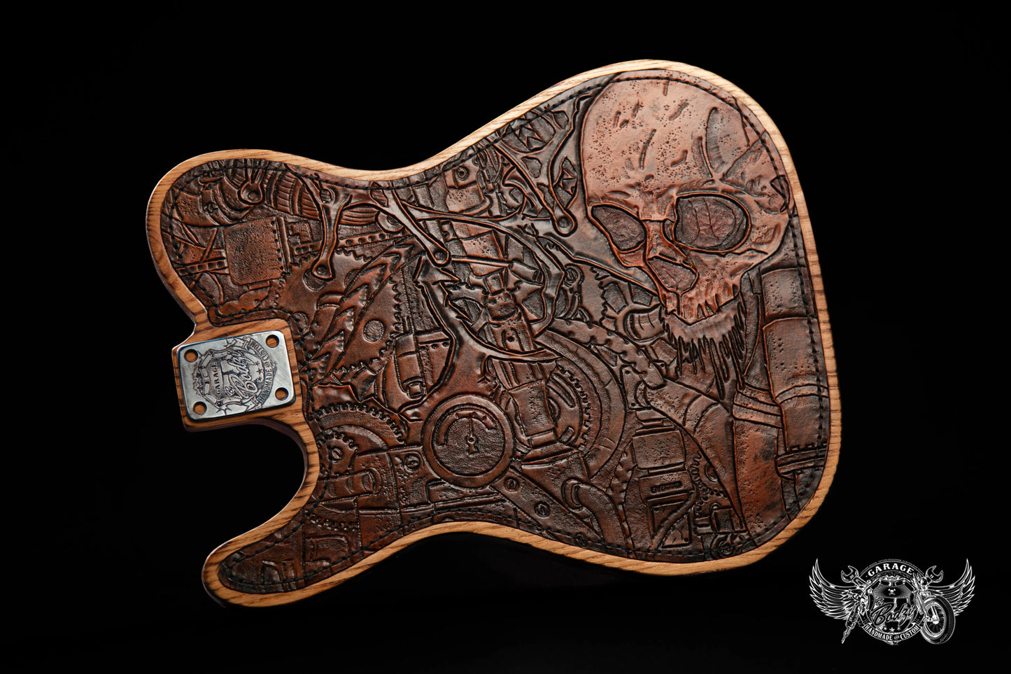 Steampunk Skull Leather Bound Telecaster Body-ByBodzi