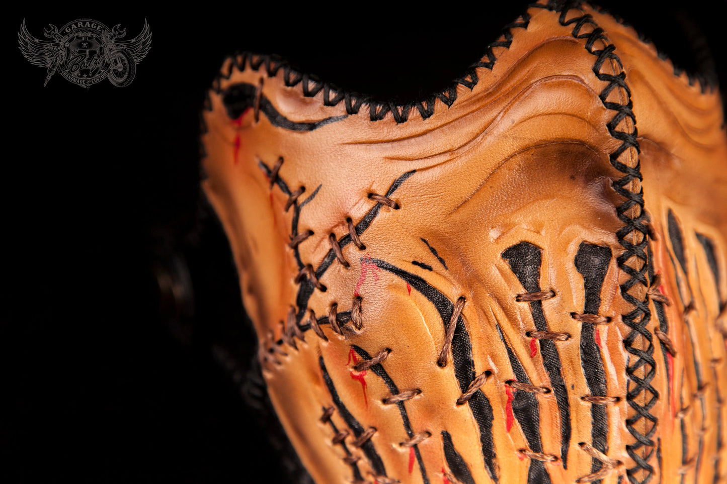 Stitched Mouth Motorcycle Leather Half Mask-ByBodzi
