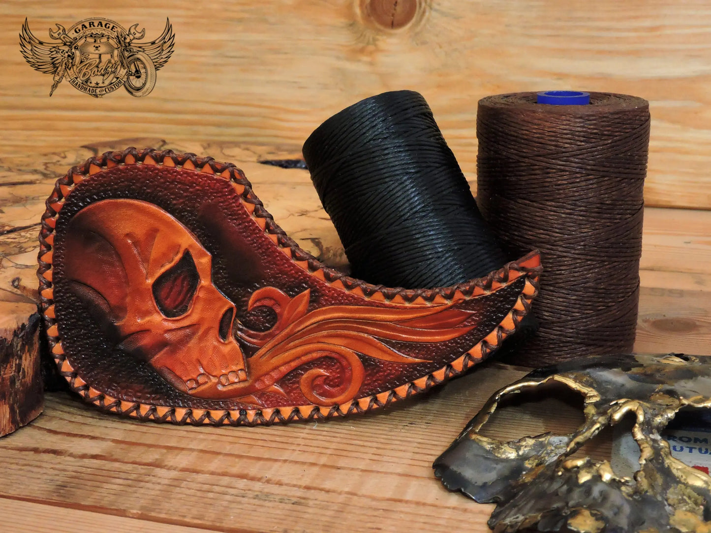 Stitched Red Skull Acoustic Guitar Pickguard-ByBodzi-ByBodzi