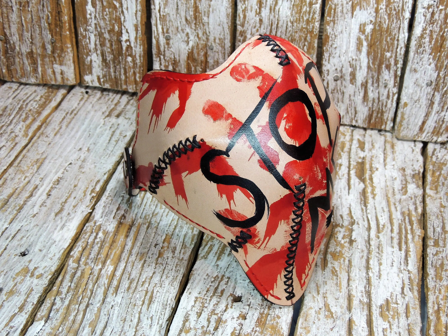 Stop Me Motorcycle Leather Half Mask-ByBodzi