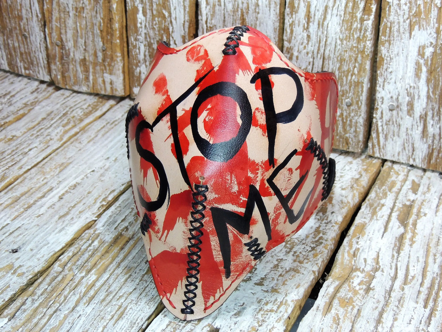 Stop Me Motorcycle Leather Half Mask-ByBodzi