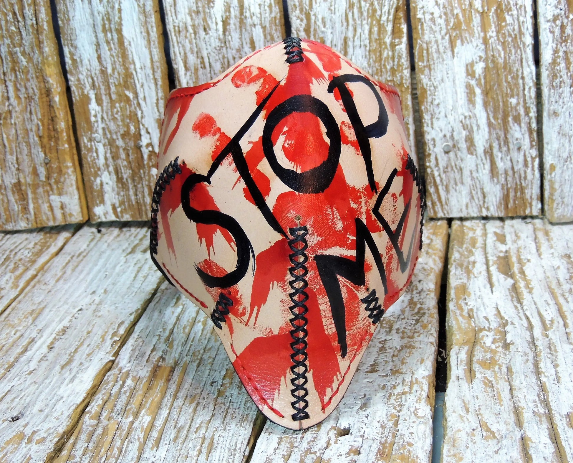 Stop Me Motorcycle Leather Half Mask-ByBodzi