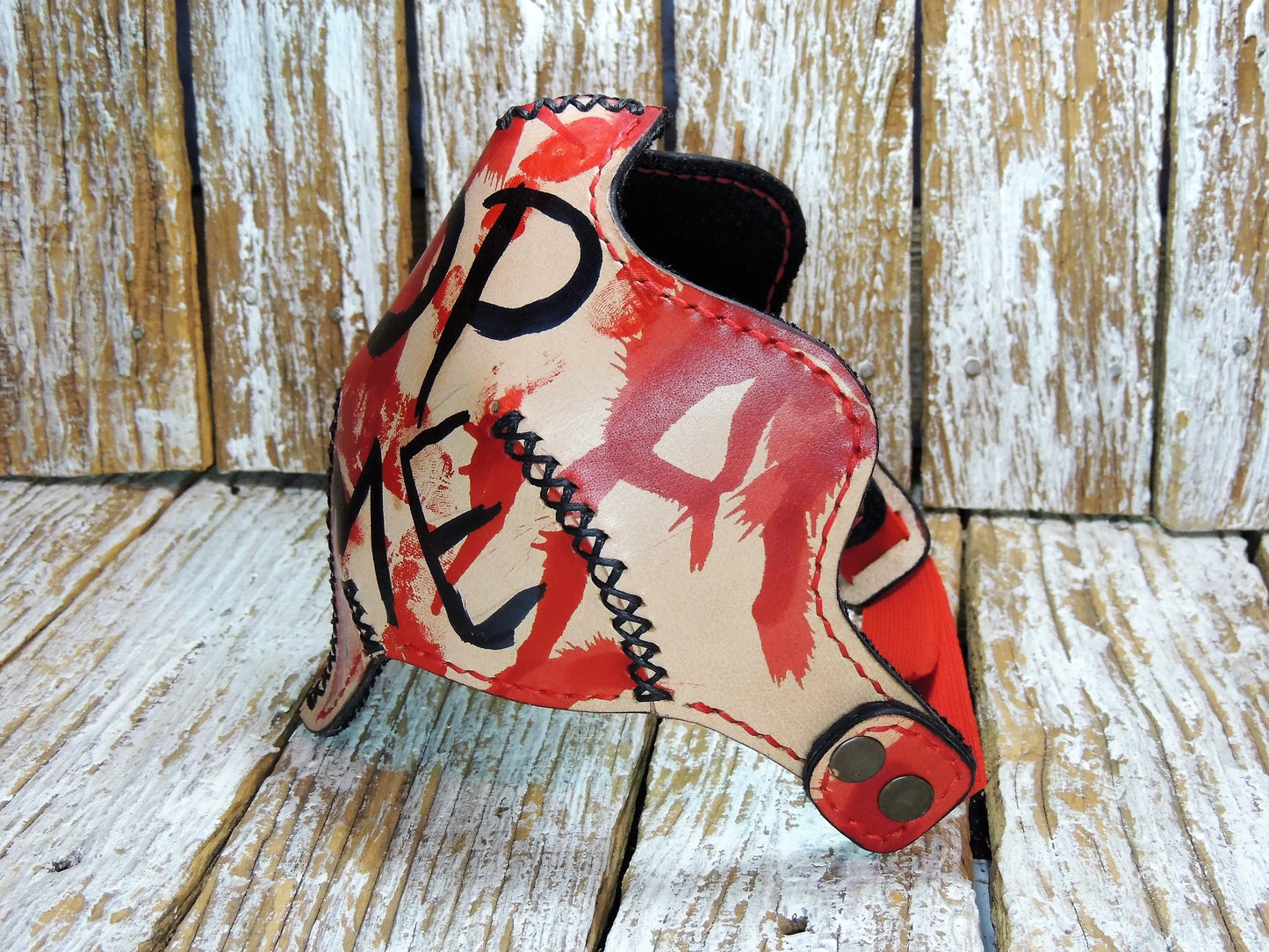 Stop Me Motorcycle Leather Half Mask-ByBodzi