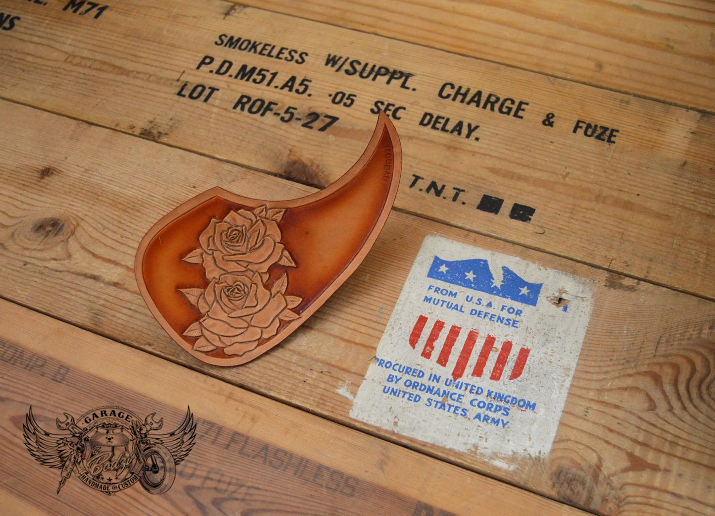 Tan Rose Acoustic Guitar Pickguard-ByBodzi-ByBodzi