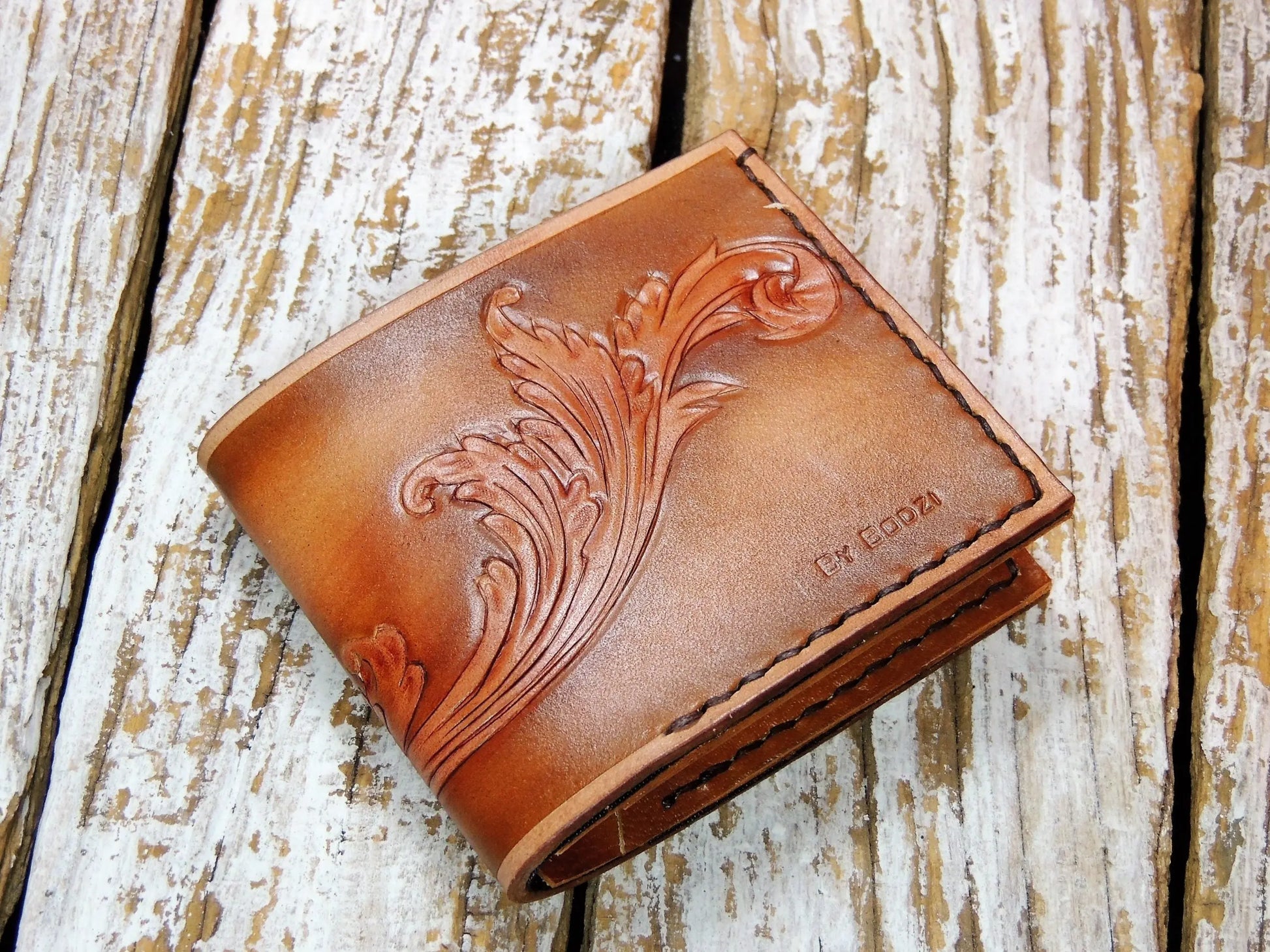 Tooled Men's Leather Wallet "M"-ByBodzi-ByBodzi