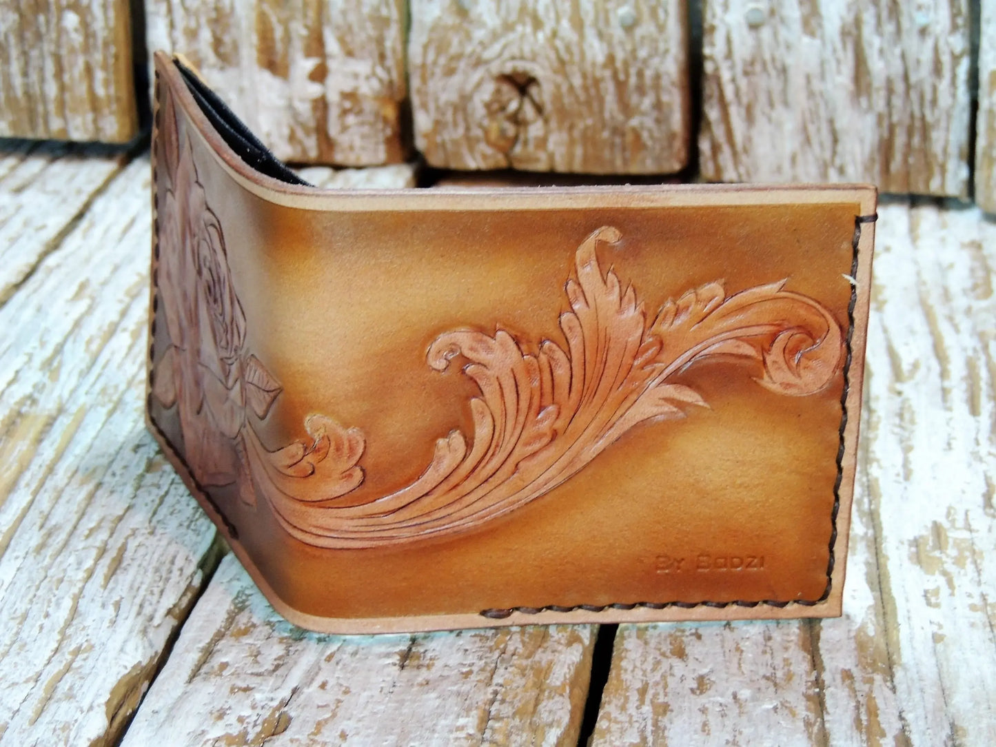 Tooled Men's Leather Wallet "M"-ByBodzi-ByBodzi