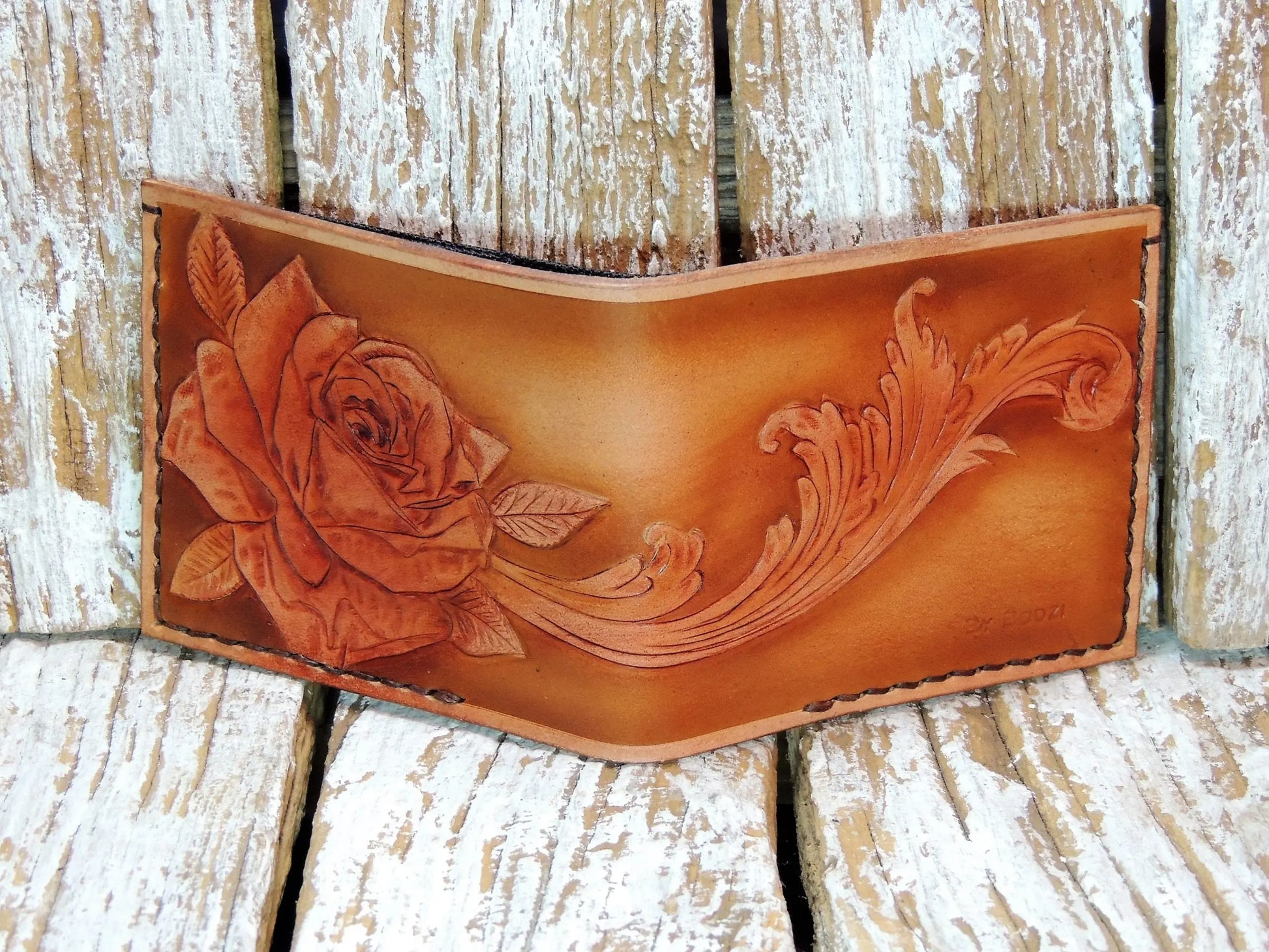 Tooled Men's Leather Wallet "M"-ByBodzi-ByBodzi