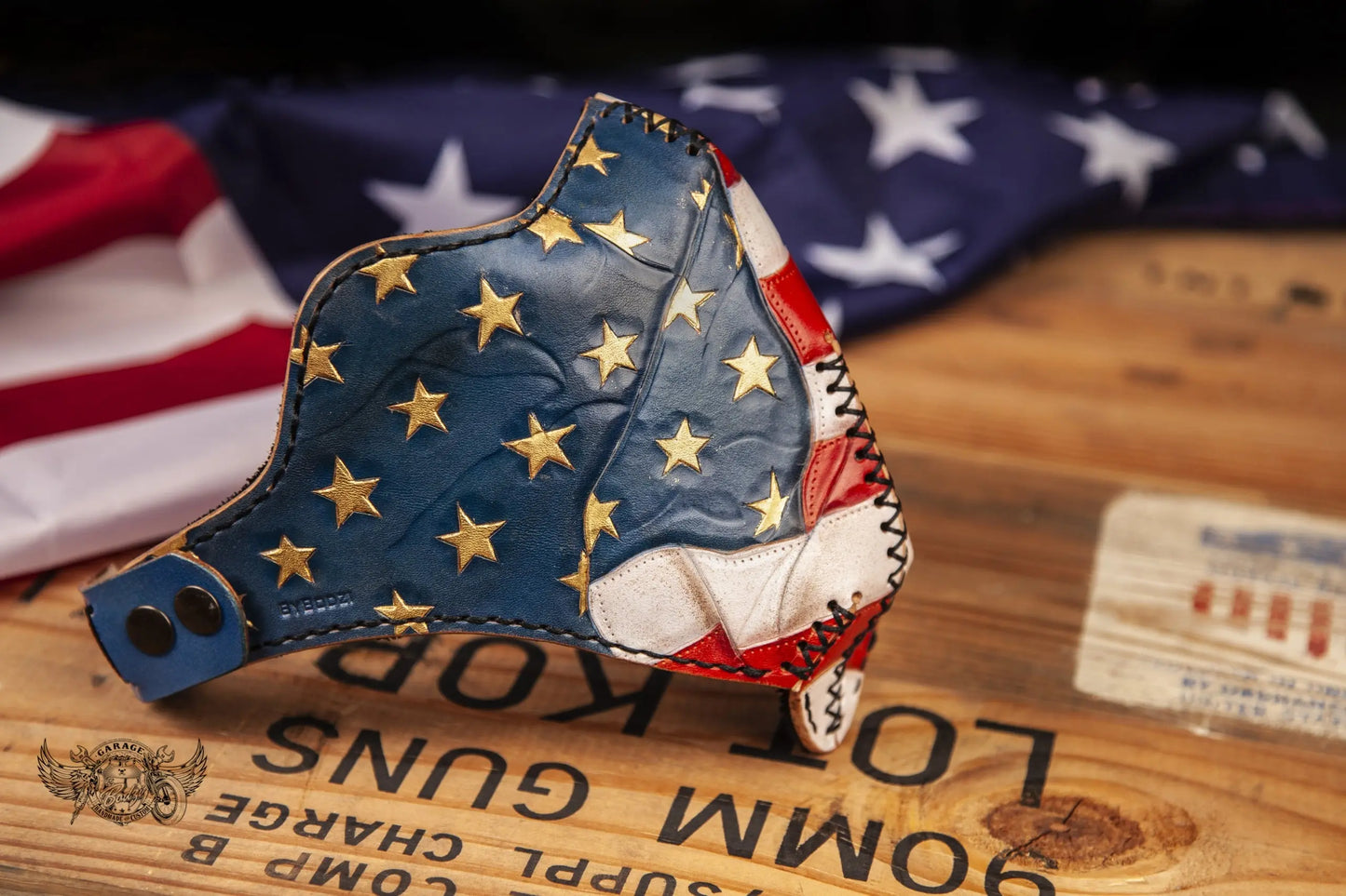 US Flag Motorcycle Leather Half Mask-ByBodzi