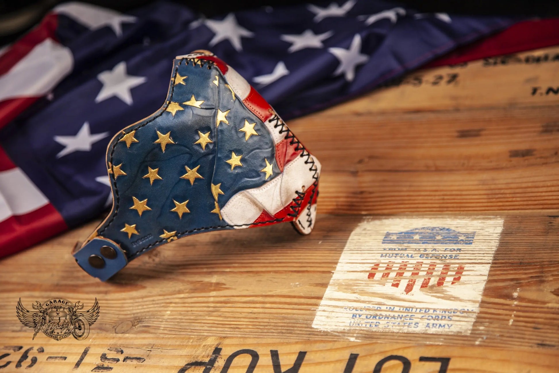 US Flag Motorcycle Leather Half Mask-ByBodzi