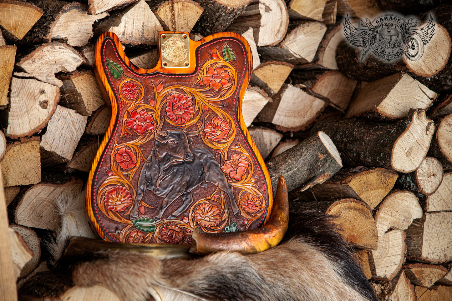 Western Floral Leather Bound Telecaster Body-ByBodzi