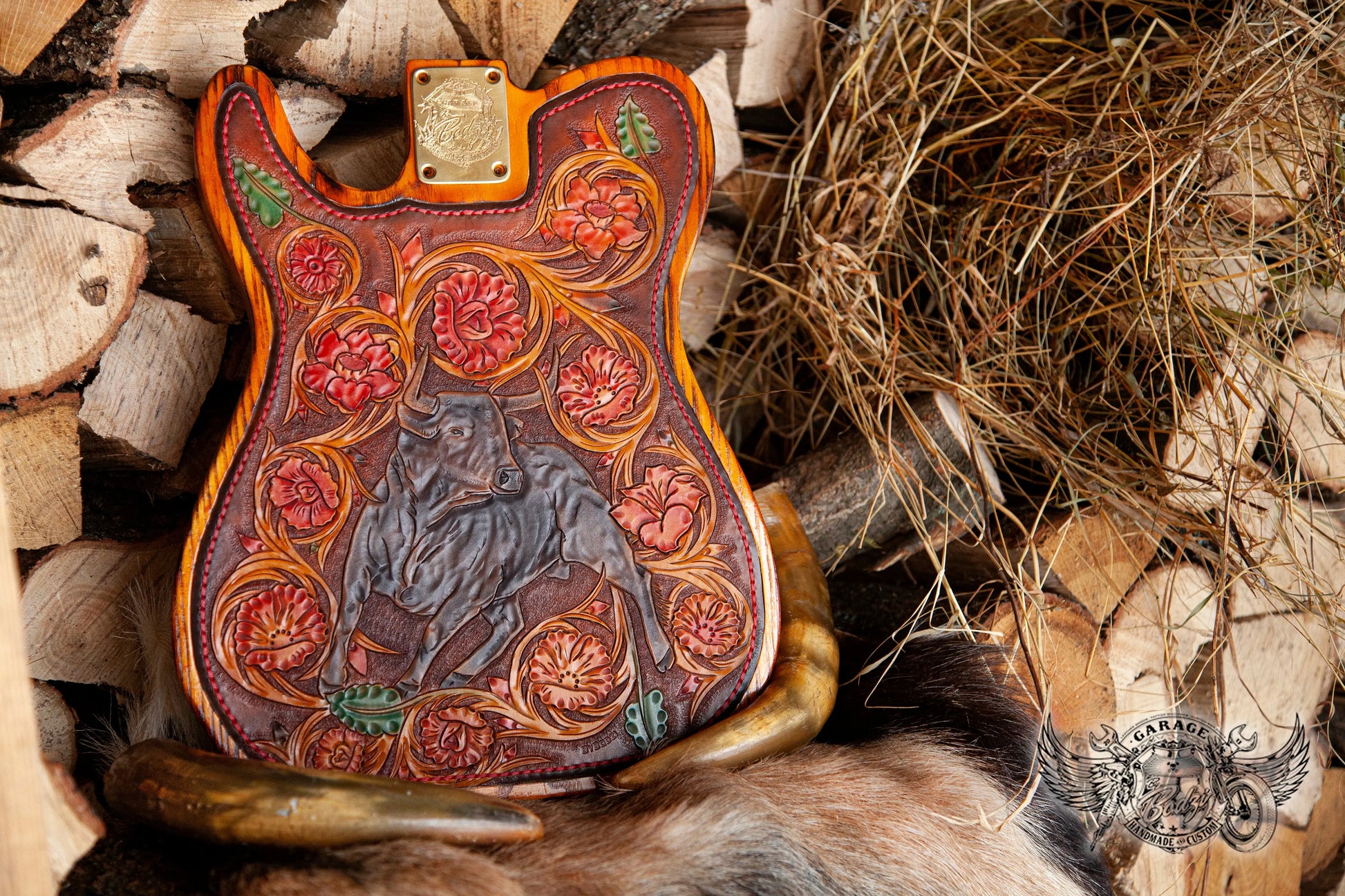 Western Floral Leather Bound Telecaster Body-ByBodzi