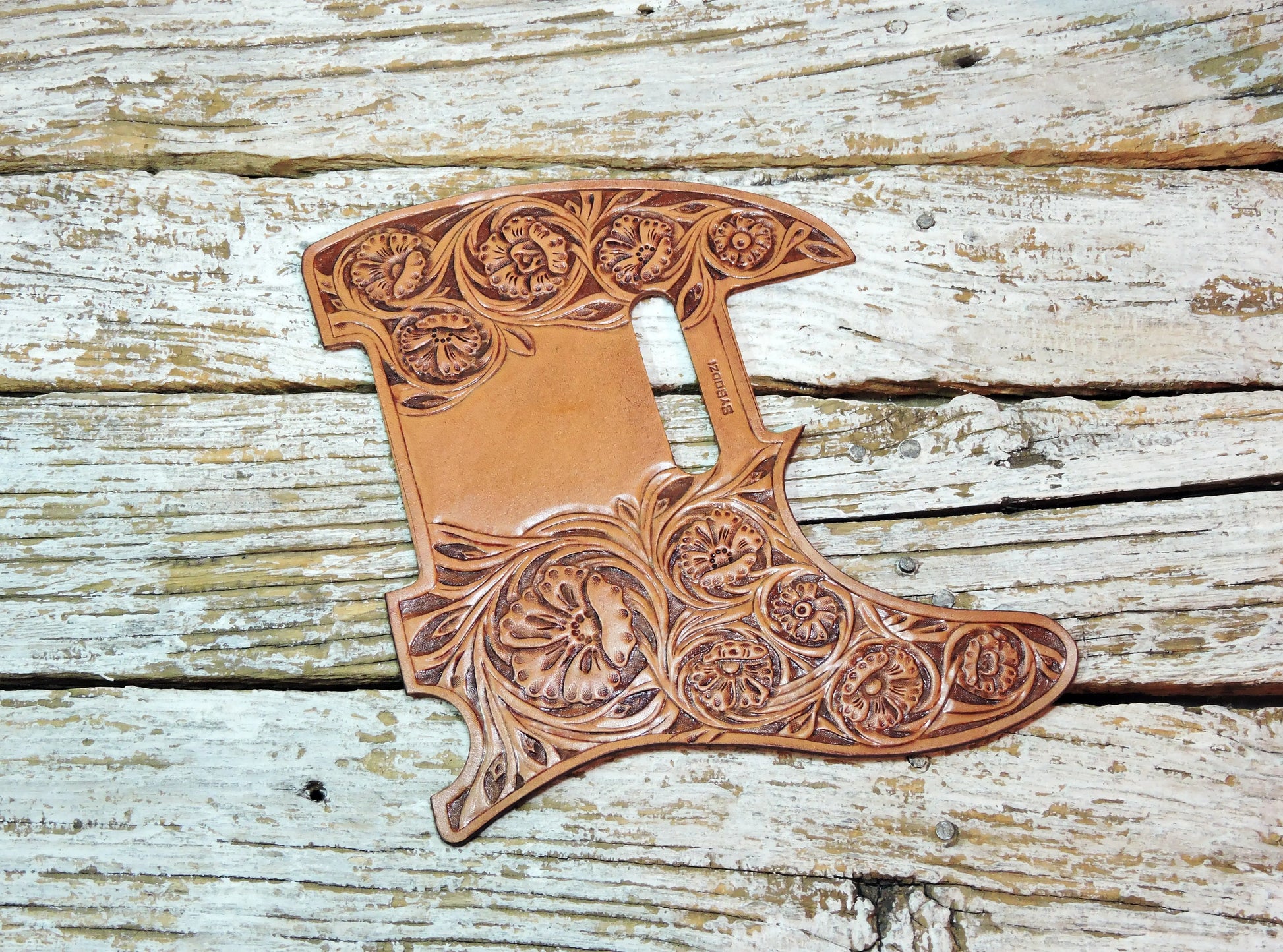 Western Floral Leather Telecaster Pickguard-ByBodzi-ByBodzi