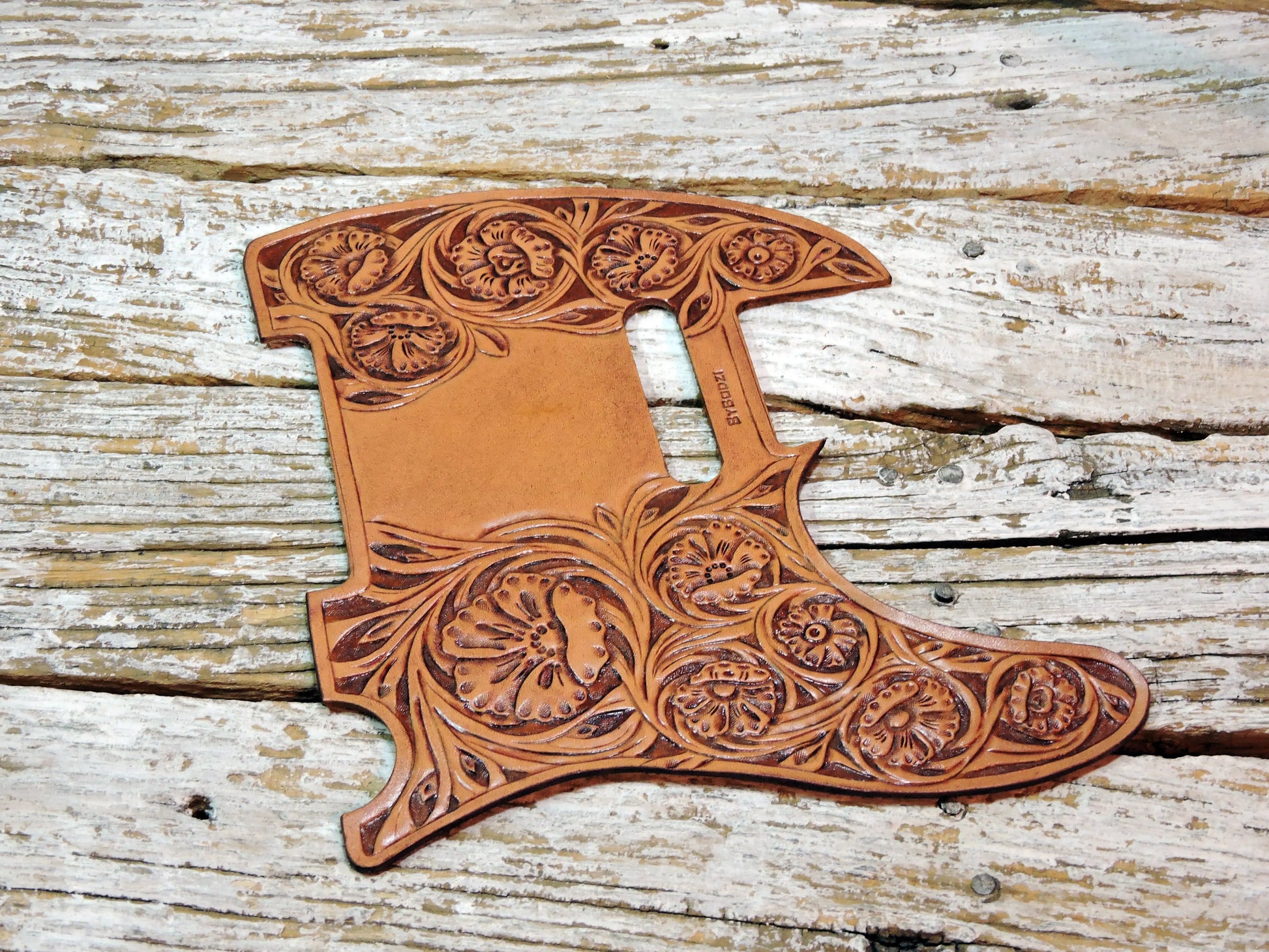 Western Floral Leather Telecaster Pickguard-ByBodzi-ByBodzi