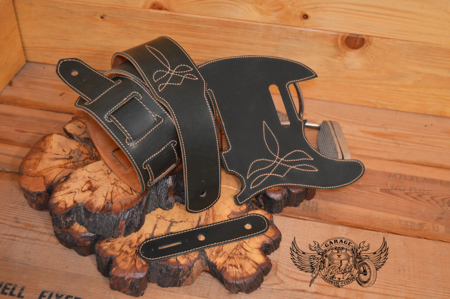 Western Leather Telecaster Set - Pickguard & Guitar Strap-ByBodzi