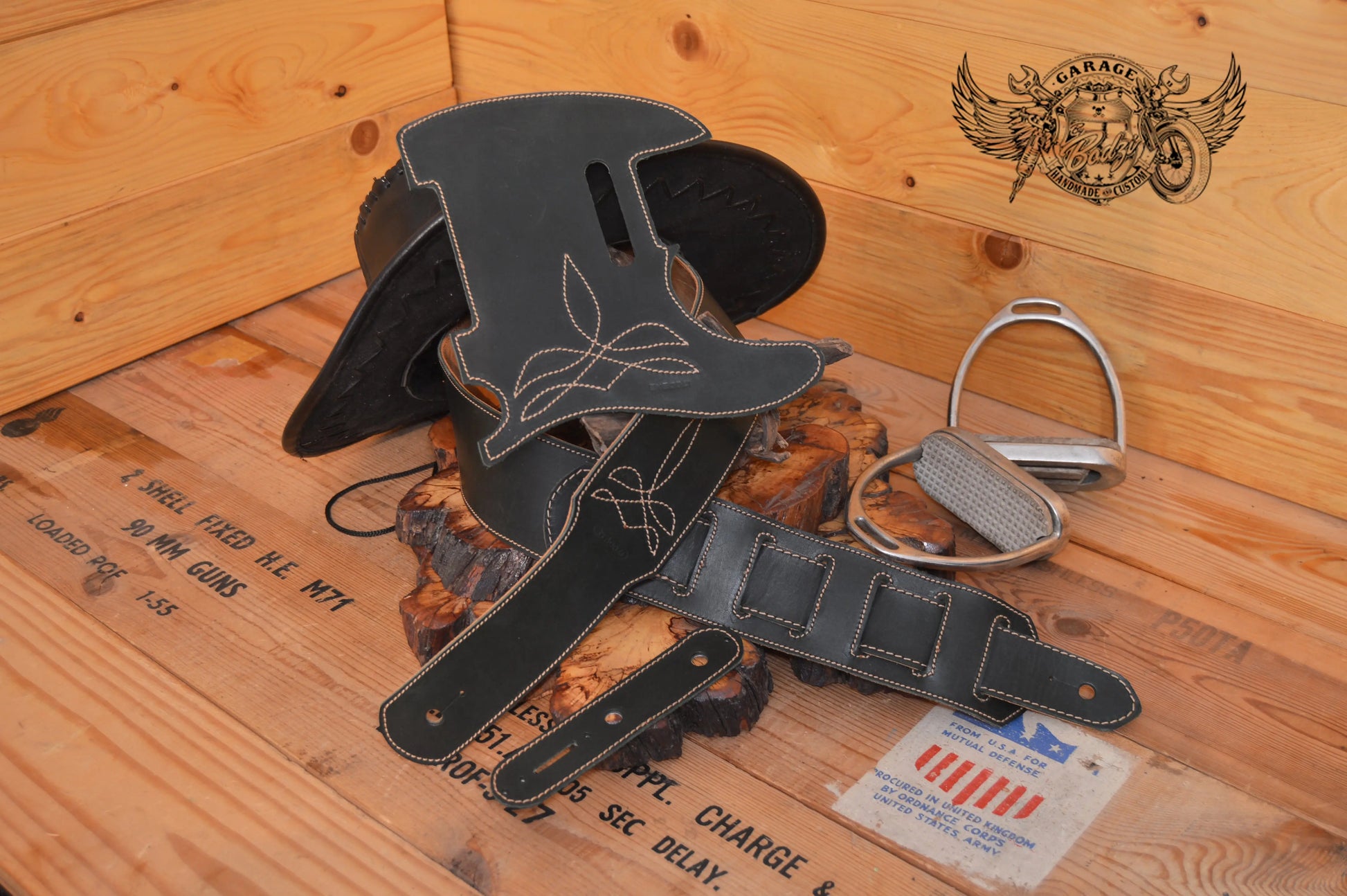 Western Leather Telecaster Set - Pickguard & Guitar Strap-ByBodzi