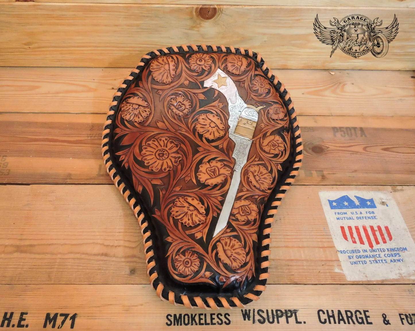 Western Revolver Leather Motorcycle Solo Seat-ByBodzi