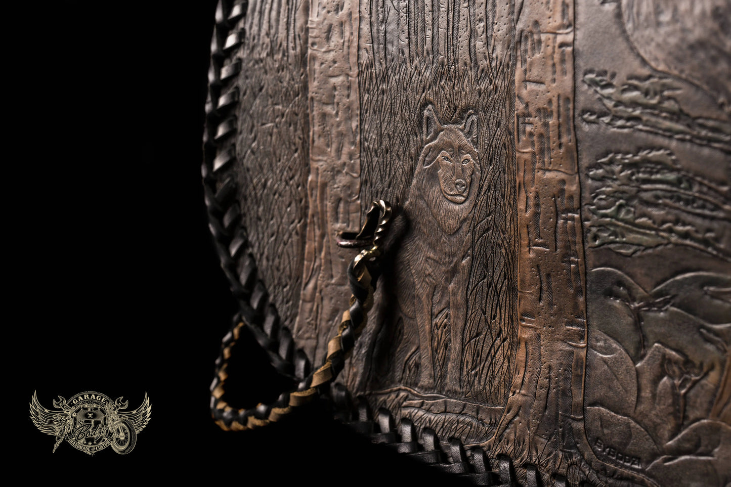 Wolf & Eagle Landscape Leather Motorcycle Saddlebags-ByBodzi-ByBodzi