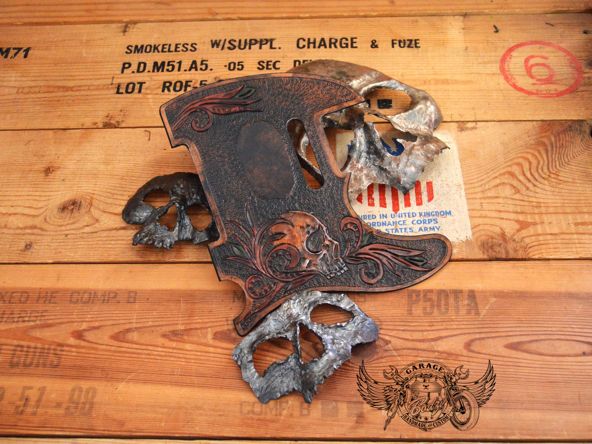 Black Skull Leather Telecaster Pickguard