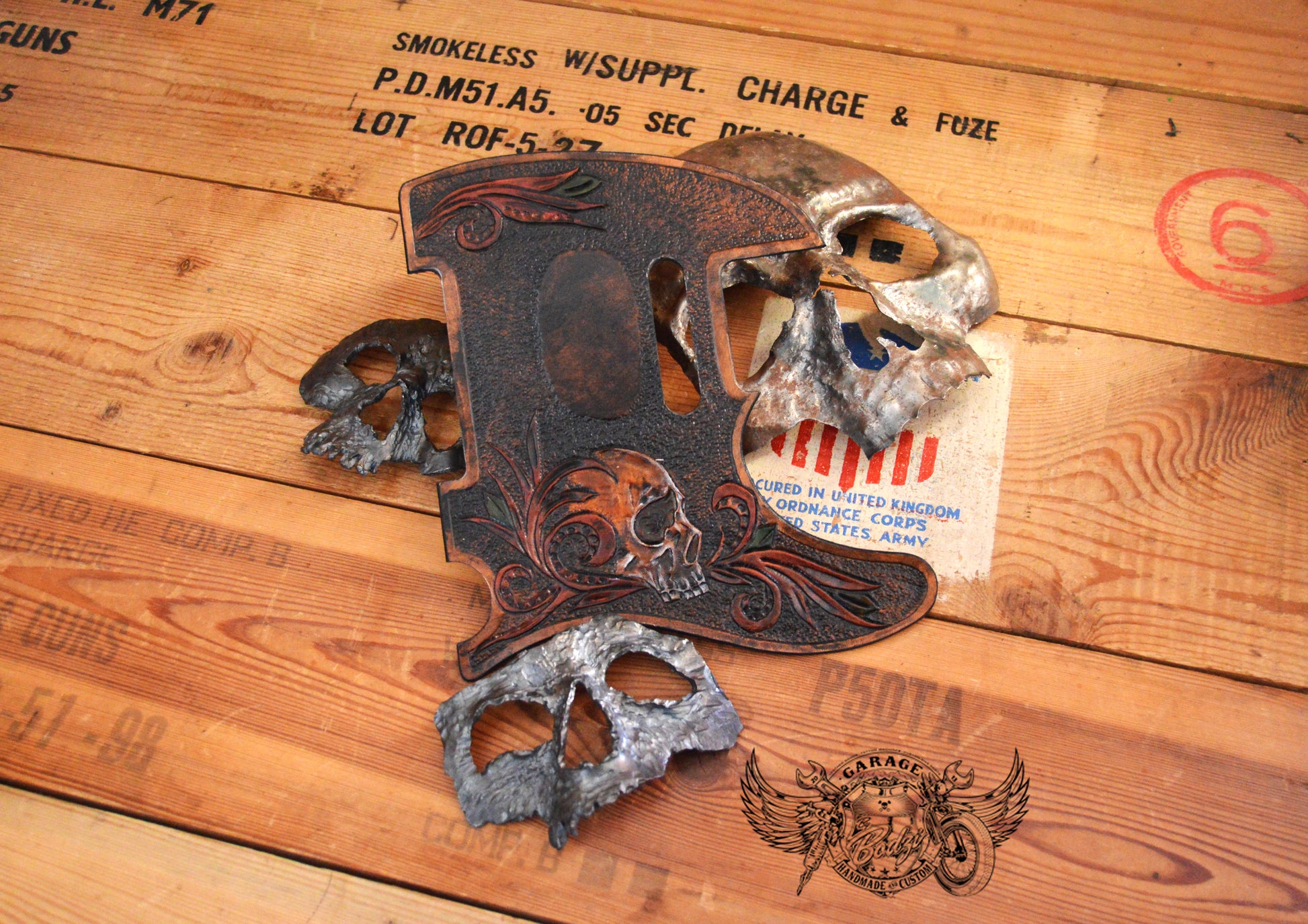 Black Skull Leather Telecaster Pickguard