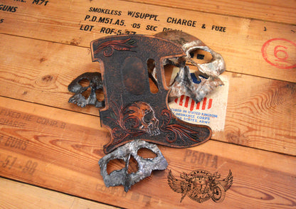 Black Skull Leather Telecaster Pickguard