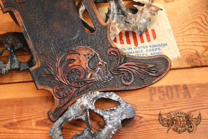 Black Skull Leather Telecaster Pickguard