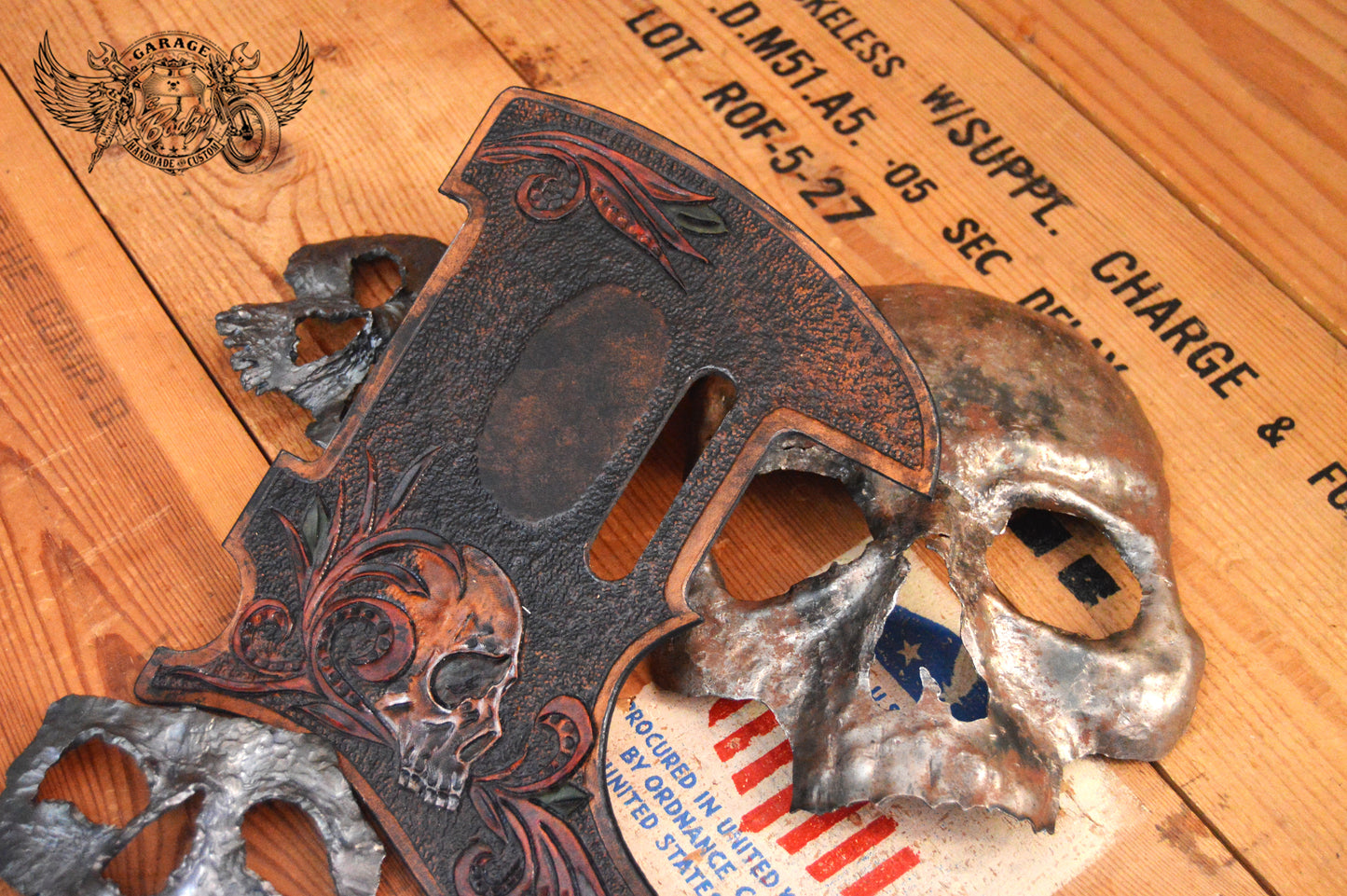 Black Skull Leather Telecaster Pickguard