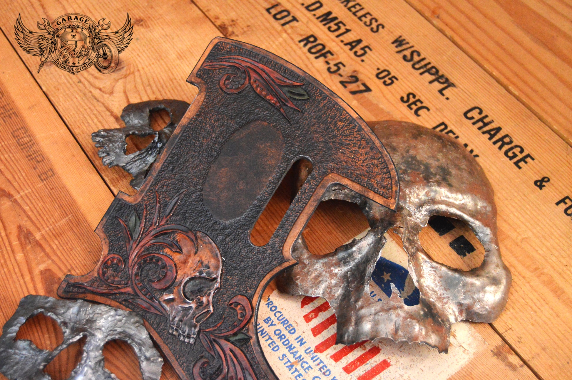 Black Skull Leather Telecaster Pickguard