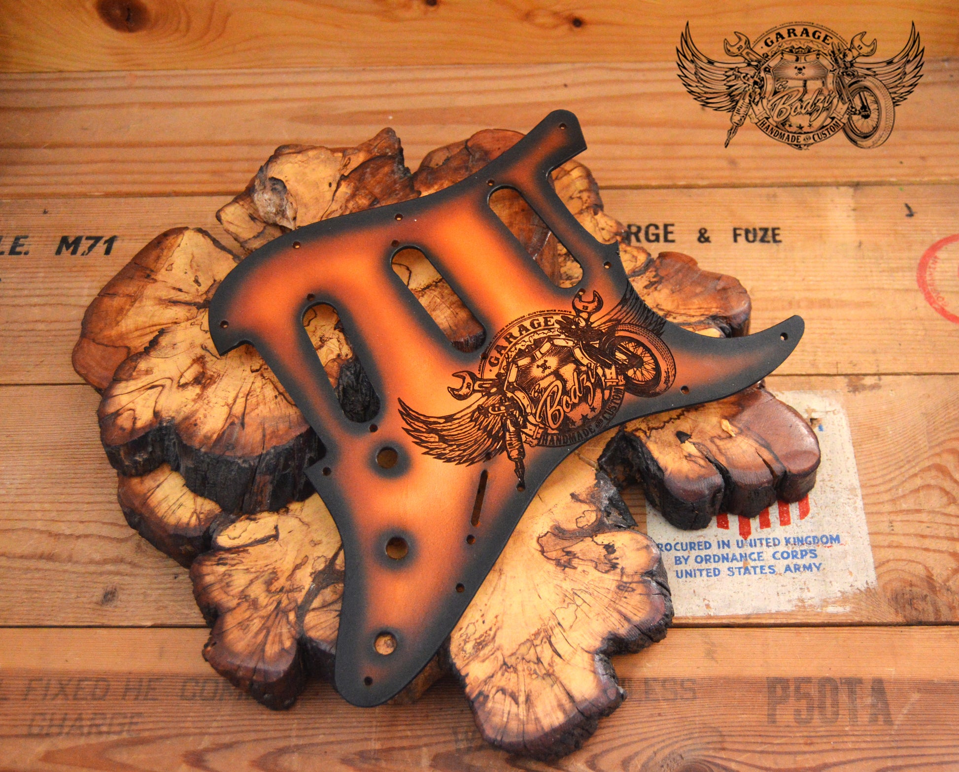 ByBodzi Engraved Leather Stratocaster Pickguard