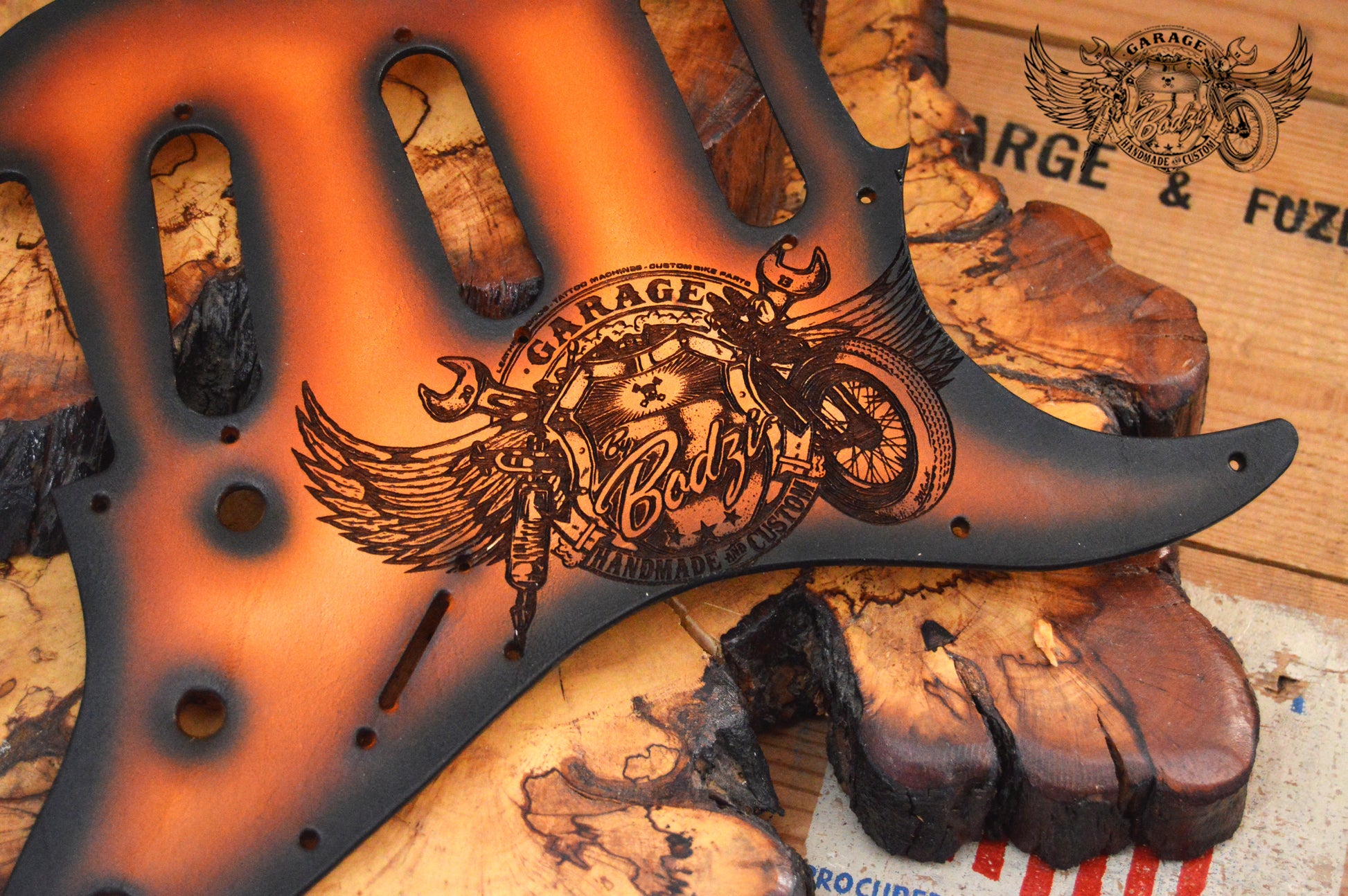 ByBodzi Engraved Leather Stratocaster Pickguard