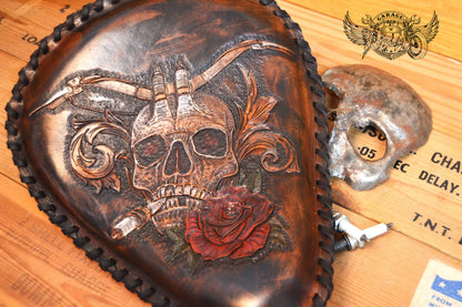Skull & Rose Leather Motorcycle Solo Seat-ByBodzi