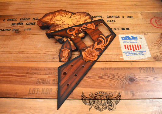 Wood Imitation With Roses Leather Gibson Flying V Pickguard