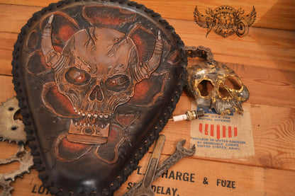 Skull & Piston Leather Motorcycle Solo Seat-ByBodzi
