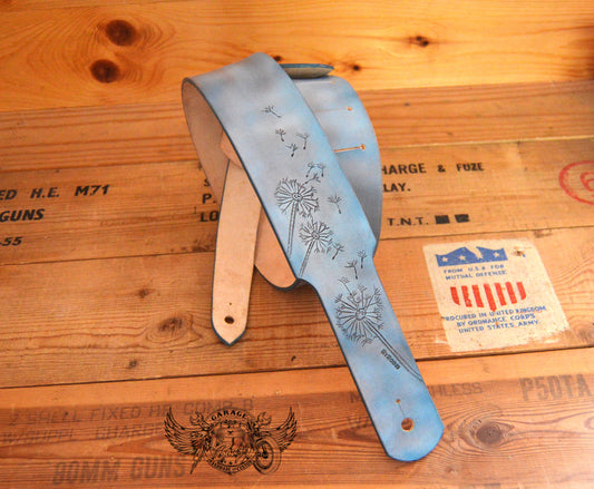 Dandelions Leather Guitar Strap