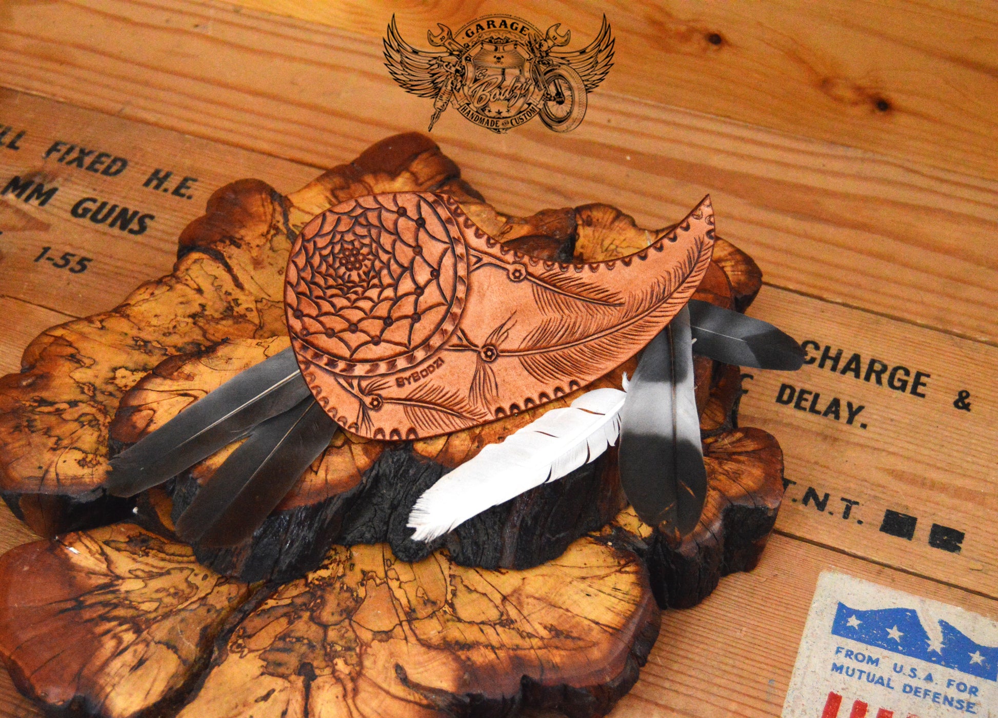 Dream Catcher With Feathers Acoustic Guitar Pickguard - ByBodzi