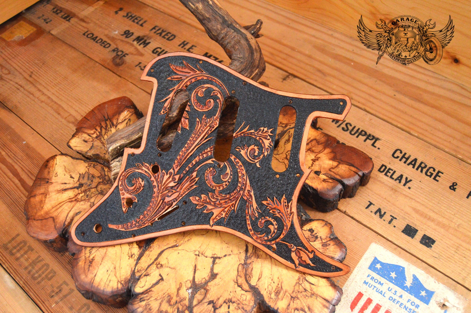 Filigree Leather Stratocaster Pickguard