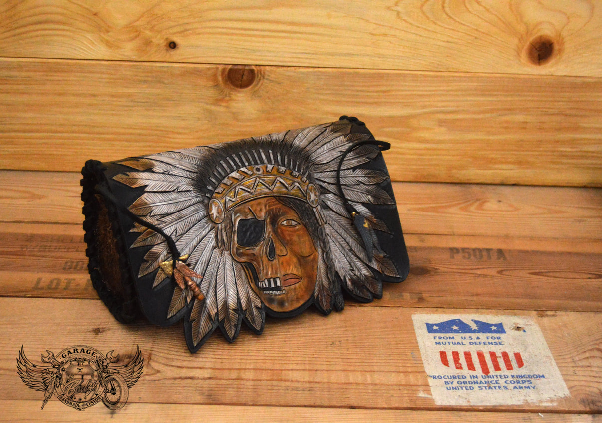 Tan Pure Leather Tool Bag – Fits Indian Chief & All Motorcycles (Soft, Vintage Style)
