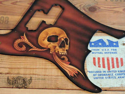 Red Skull Leather Fender Precision Bass Pickugard-ByBodzi-ByBodzi