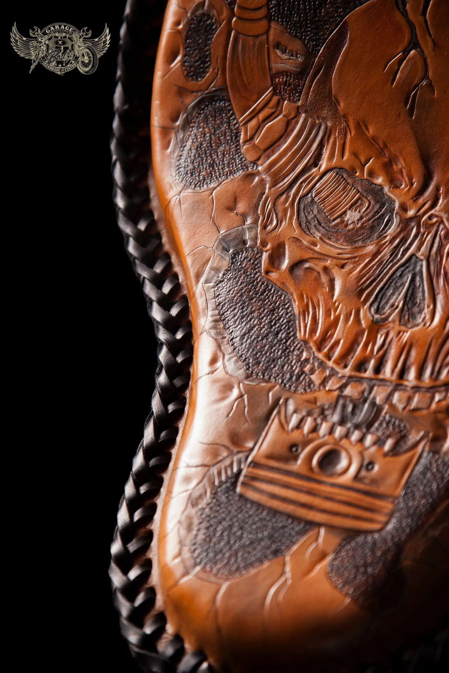 Skull & Piston Leather Motorcycle Solo Seat v2.0-ByBodzi