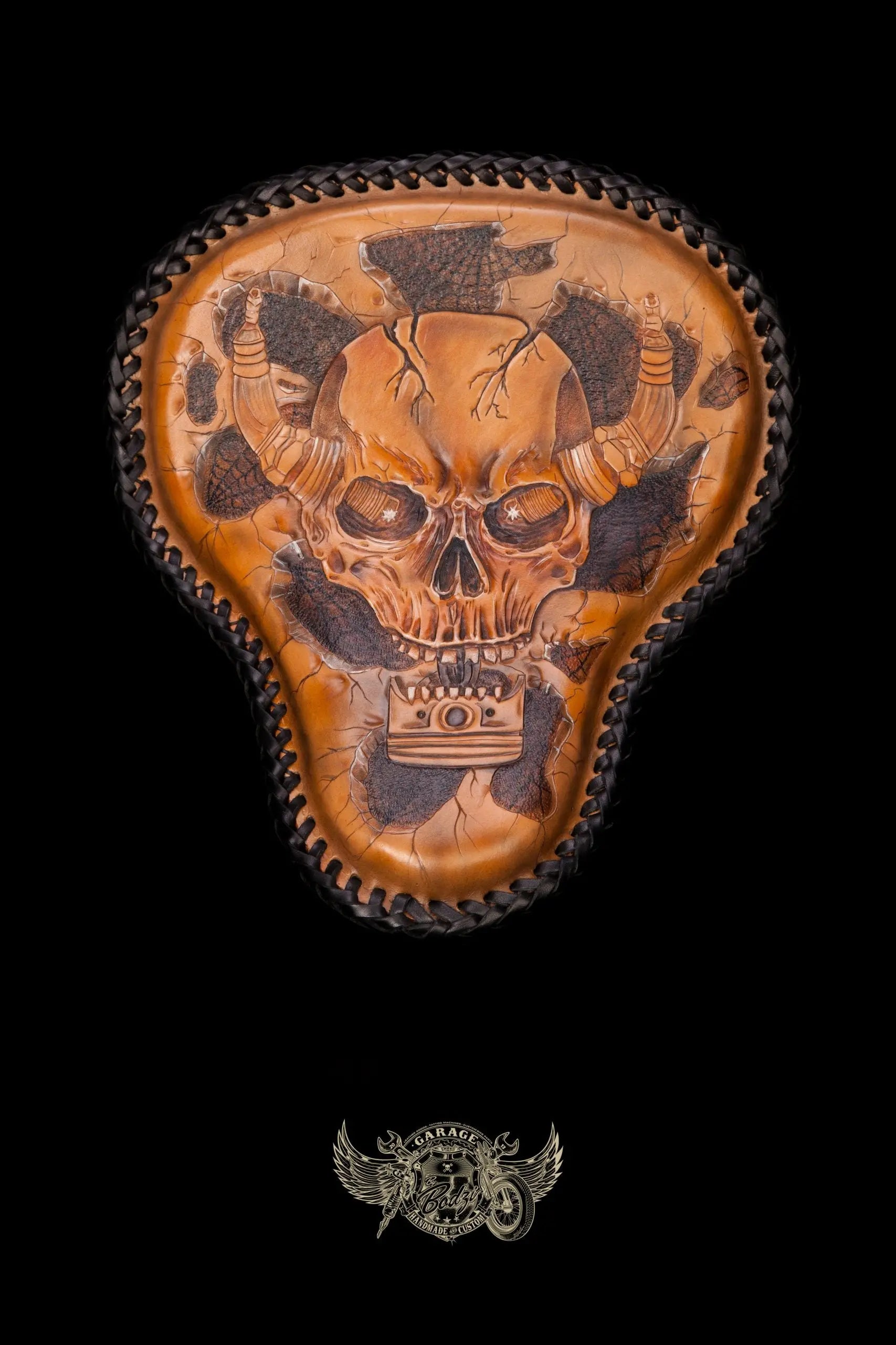 Skull & Piston Leather Motorcycle Solo Seat v2.0-ByBodzi