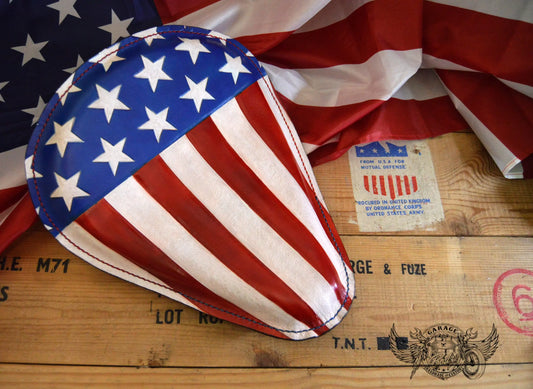 US Flag Leather Motorcycle Solo Seat-ByBodzi