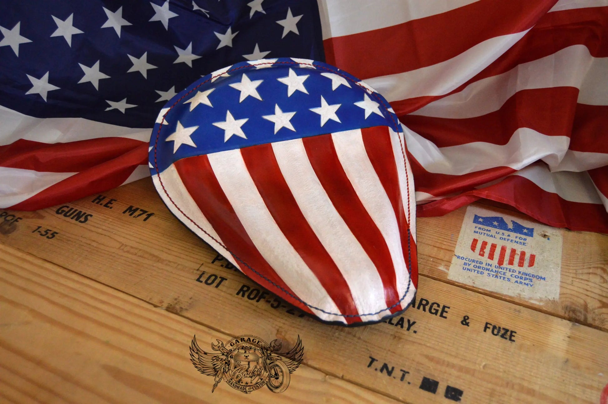 US Flag Leather Motorcycle Solo Seat-ByBodzi