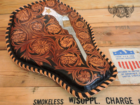 Western Revolver Leather Motorcycle Solo Seat-ByBodzi