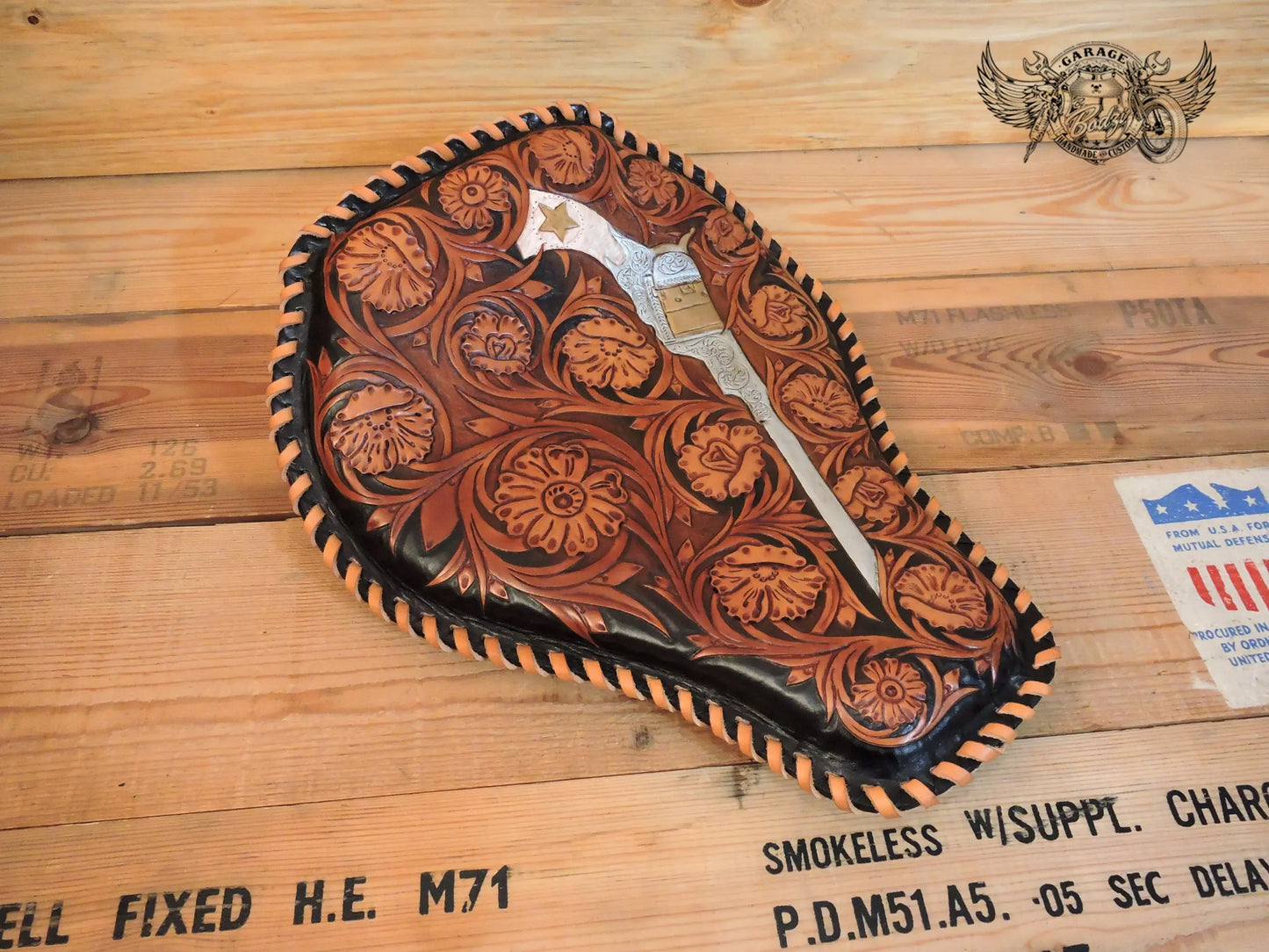 Western Revolver Leather Motorcycle Solo Seat-ByBodzi