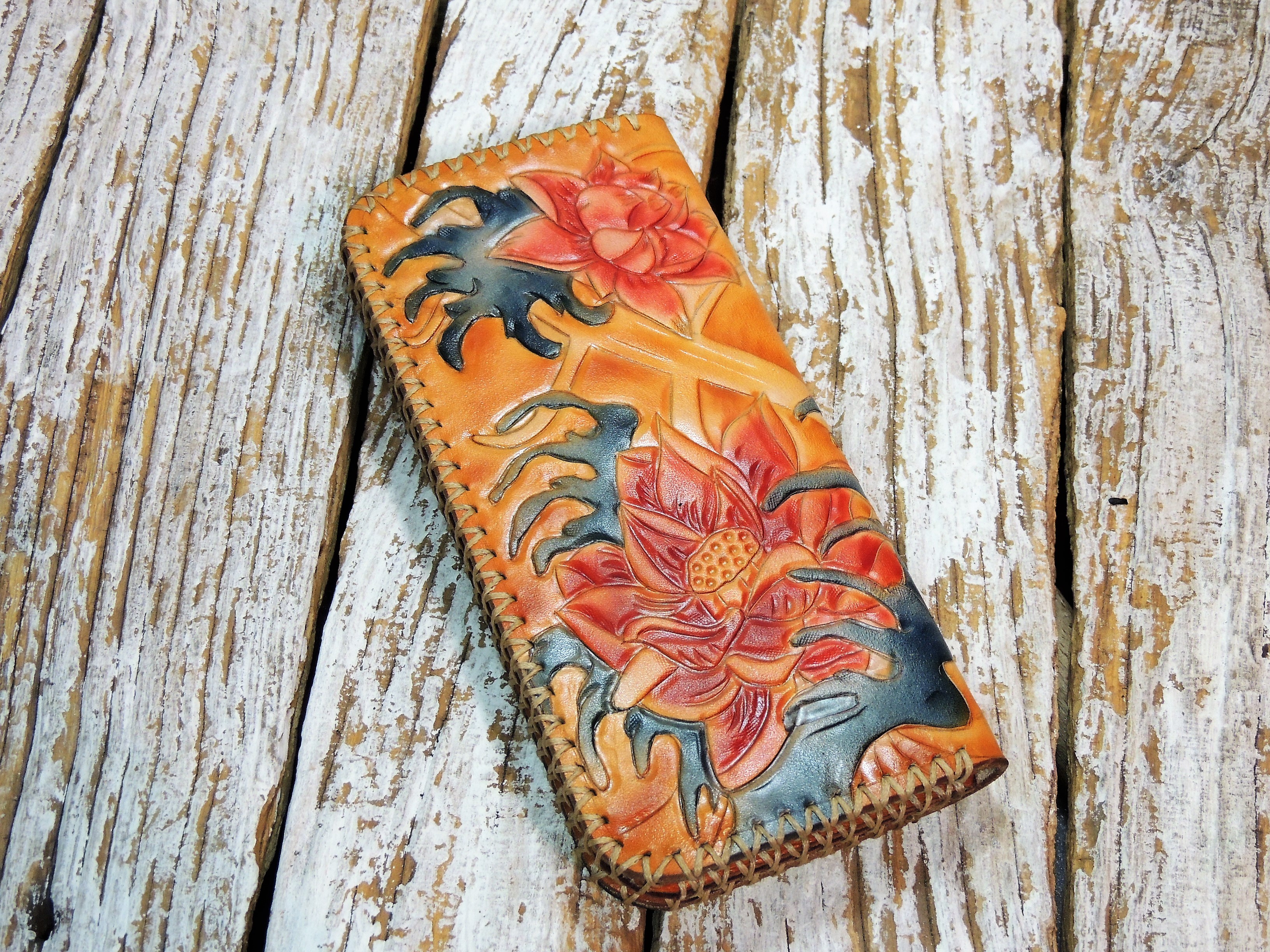 Hand Tooled Women's Leather Wallet 