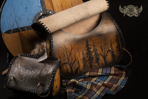 carved leather motorcycle saddlebags