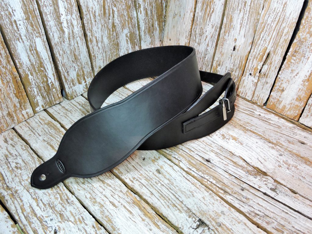 Black Leather Guitar Strap for Acoustic or Electric Guitar - ByBodzi